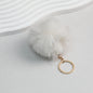 Pom Pom Keychain Plush Violet Faux Fur Ball Gold Ring 8cm