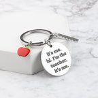 Creative Stainless Steel Teacher Keychain with Red Enamel Apple and Ruler Charm 2