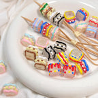 Hand Painted Square Acrylic Beads 12-14mm Colorful Enamel 10pcs