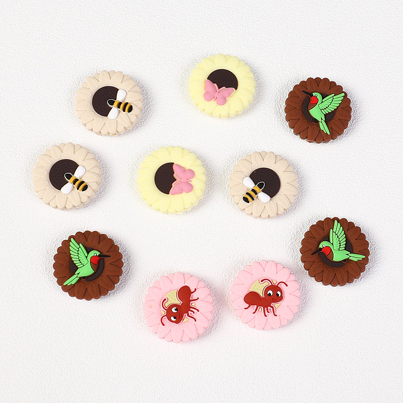 Insect Daisy Silicone Focal Beads 20pcs 5