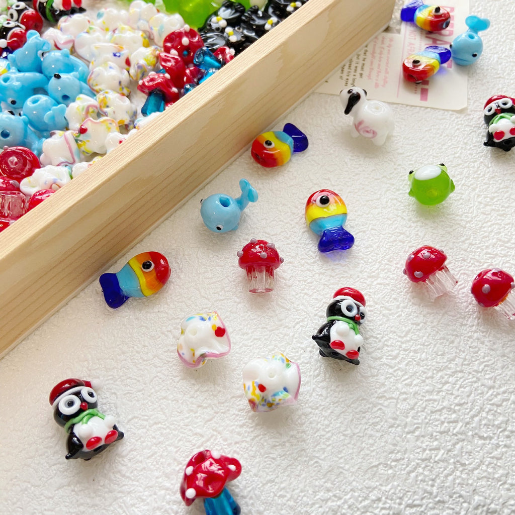 Hand Painted Animal Series Lampwork Glass Beads 1pc Adorable Characters 3