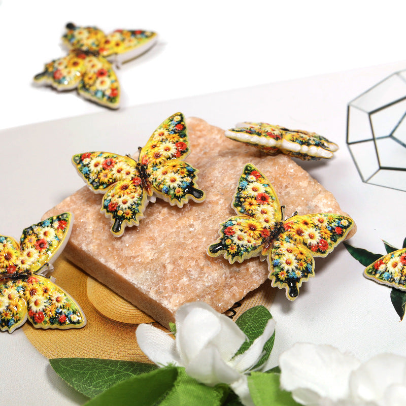 Floral Butterfly and Elephant Acrylic Beads 20pcs Colorful