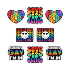 Silicone Focal Beads Rainbow Pride Bold Typography Hearts 20pcs 10
