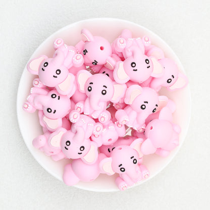 Cute 3D Elephant Silicone Focal Beads 20pcs 4