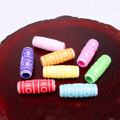 Oval Acrylic Beads Imitation Wood Pattern Orange Tribal 100pcs 6