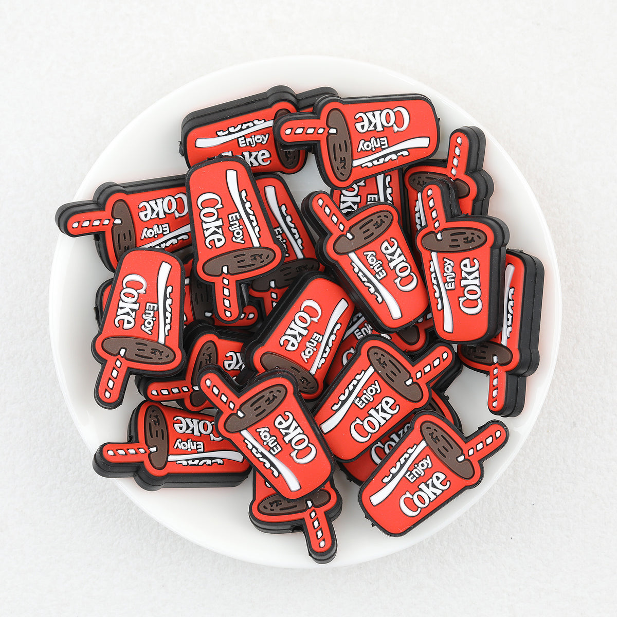  Red Coke Straw Cup Silicone Focal Beads 20Pcs 2