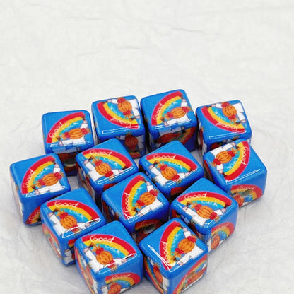 Square Acrylic Beads 14mm Coco Chan'S Letters Series Pattern 10pcs 9