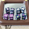 Square Acrylic Beads 14mm Denim Blue Puppy and Star Pattern 10pcs