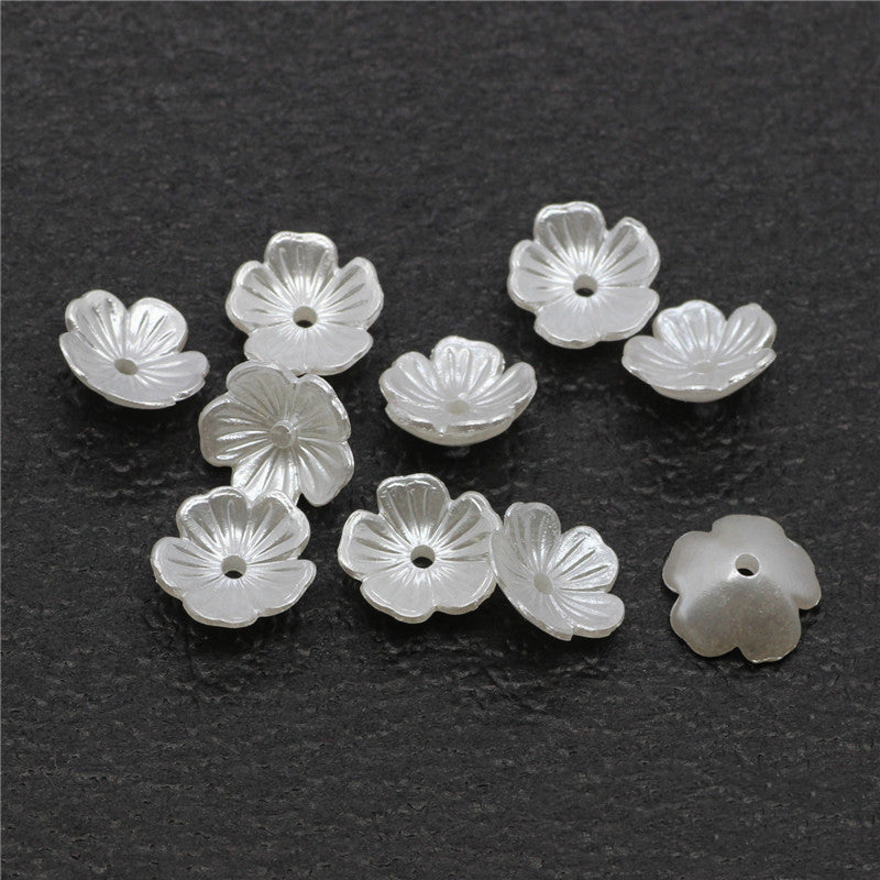 Pearl Imitation Flower Acrylic Beads 2-13mm White 100pcs 4