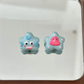 Hand Painted Star Acrylic Beads Colorful Pastel Design 5pcs 2