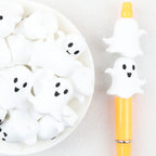  3D Halloween White Ghost Silicone Focal Beads 20Pcs