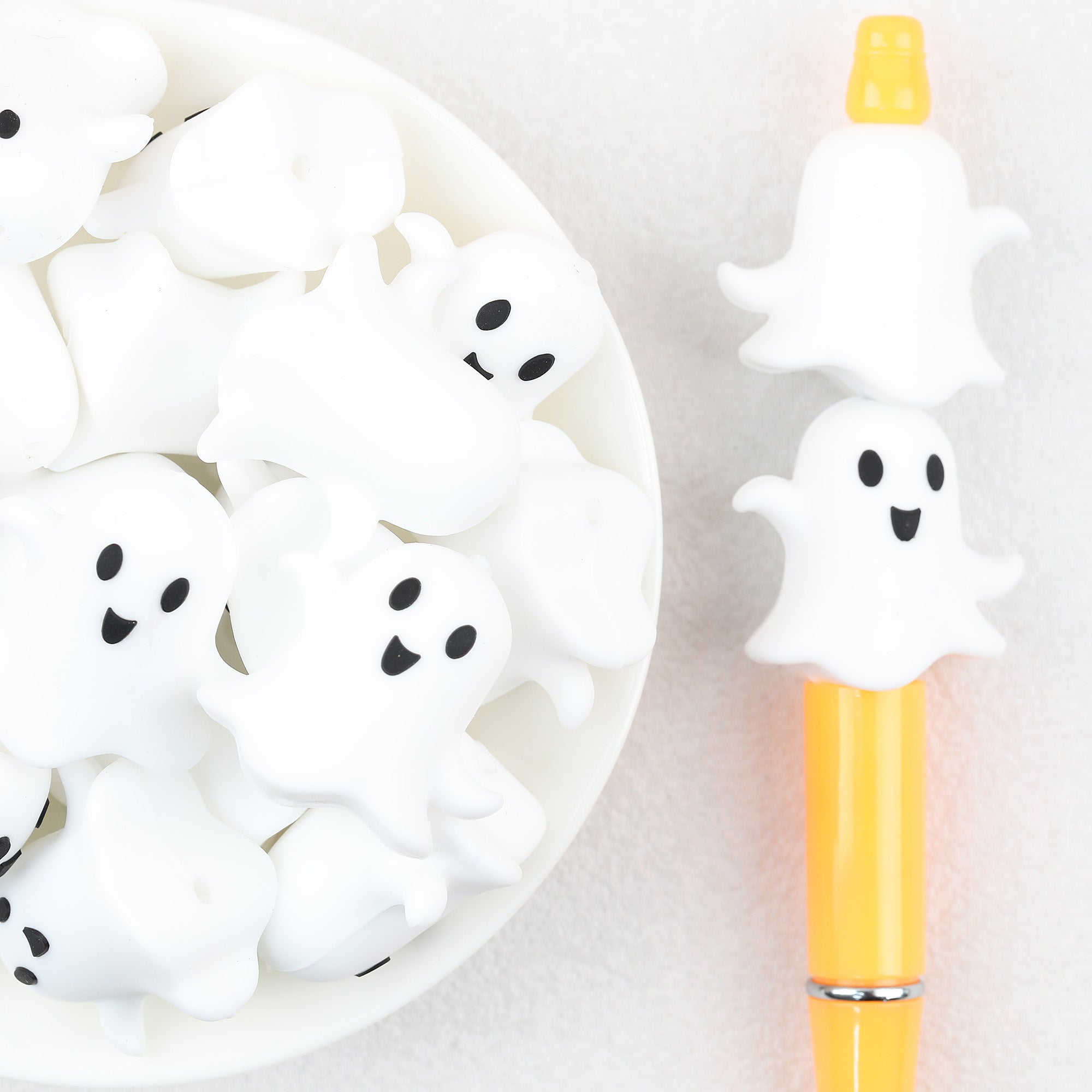  3D Halloween White Ghost Silicone Focal Beads 20Pcs