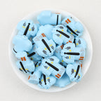 Police Uniform 3D Silicone Focal Beads Blue Black 20pcs