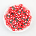 3D Candy Cane Silicone Focal Beads Wholesale, Red White Stripes Green Holly Christmas Design