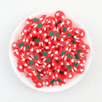 3D Candy Cane Silicone Focal Beads Wholesale, Red White Stripes Green Holly Christmas Design