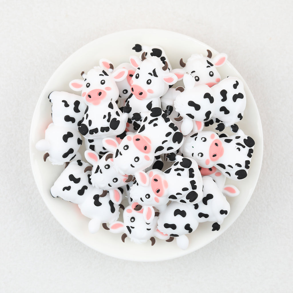  3D Cartoon Cow Silicone Focal Beads 20Pcs 2