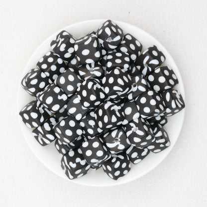 Geometric Pattern 13.5mm Square Silicone Beads with 2.5mm Hole 50pcs 2