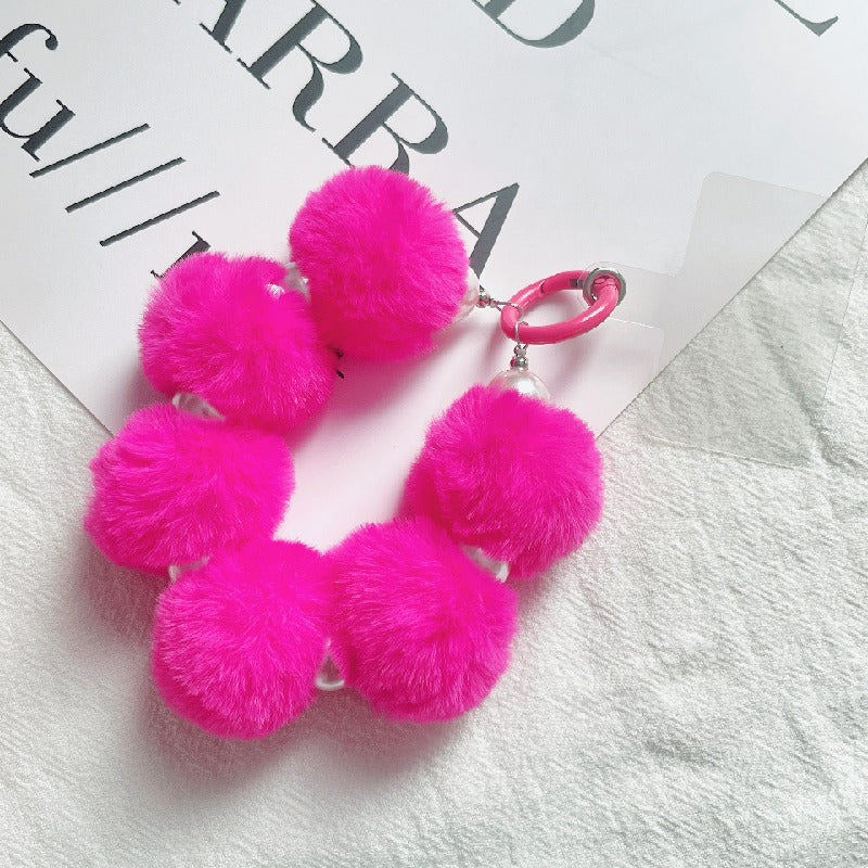 Beaded Ball Pearl Pom Pom Wristlet Keychain Colorful Pastel Neutrals 9