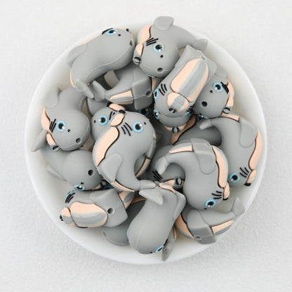 Gray Seal 3D Silicone Focal Beads Cute Seal Shaped 20pcs