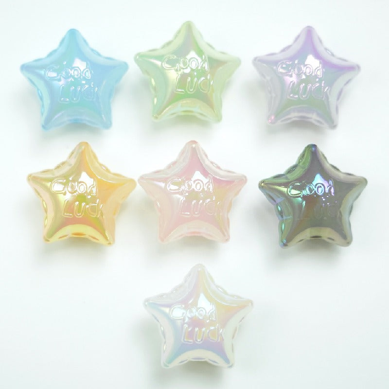 UV Finish Jelly Five-Pointed Star Acrylic Beads 25x16mm 50pcs