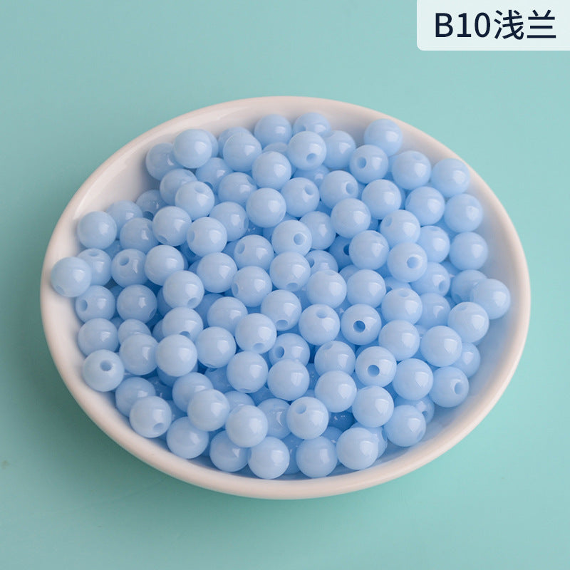 Solid Color Round Acrylic Beads 8mm 100g 14