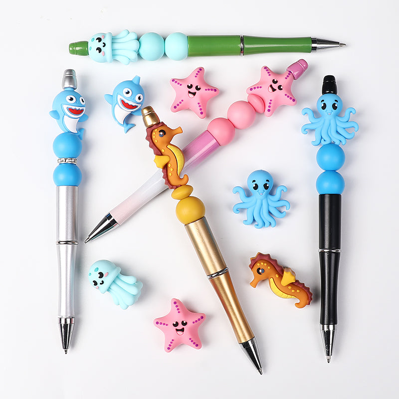 Silicone 3D Focal Beads Marine Animals Starfish and Seahorse Detailed Shapes 20pcs 7