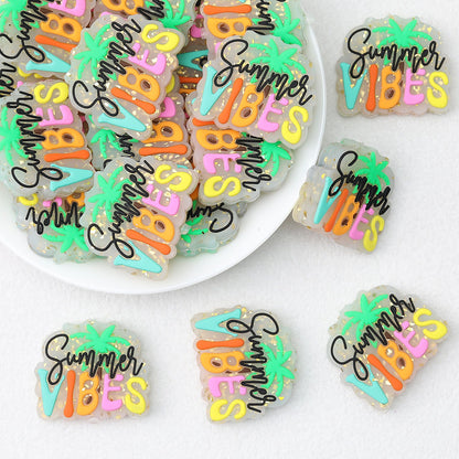 Summer Vibes Silicone Focal Beads with Palm Tree Design 20pcs