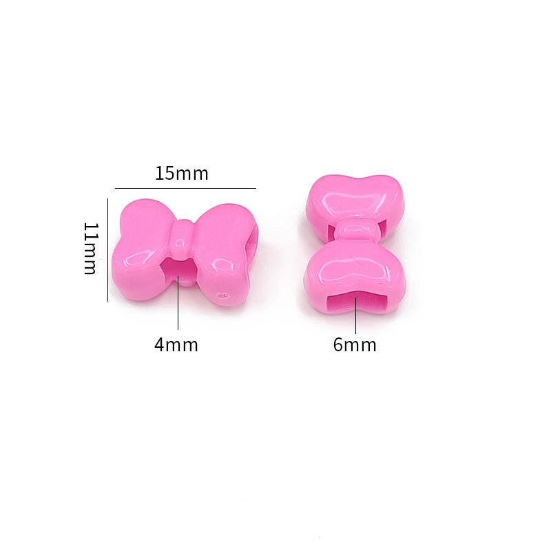 Painted Bow Acrylic Beads 15mm Macaron Cute Four-Hole 200pcs 3