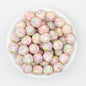 Colorful Floral Pattern 15mm Round Silicone Beads 50pcs - Flower 7