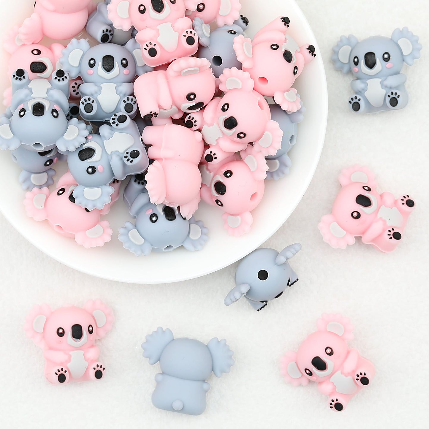 Cute 3D Koala Baby Silicone Focal Beads 20 Pcs