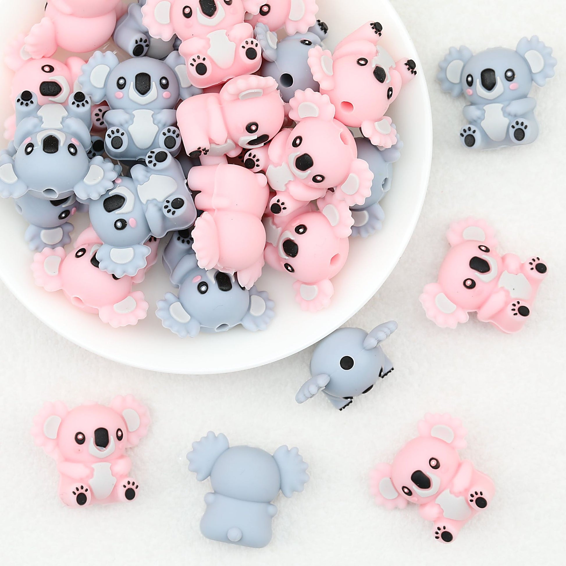 Cute 3D Koala Baby Silicone Focal Beads 20 Pcs