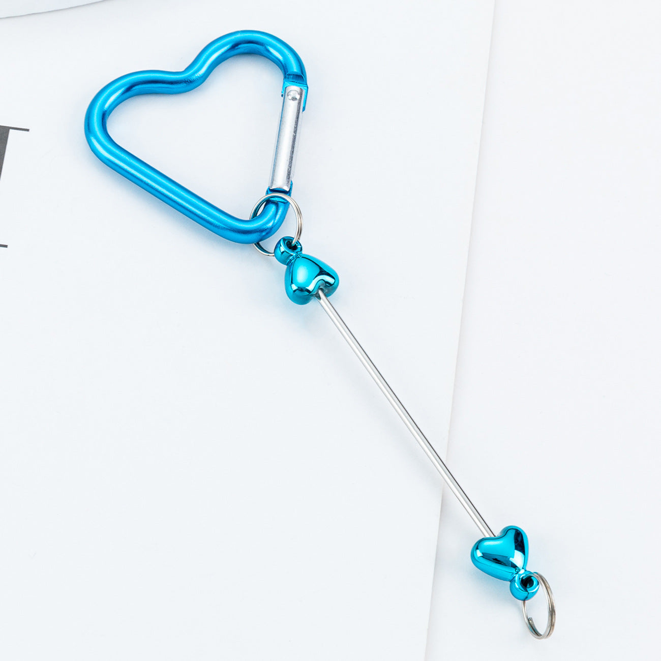 Beadable Metal Carabiners Heart-shaped With Bars