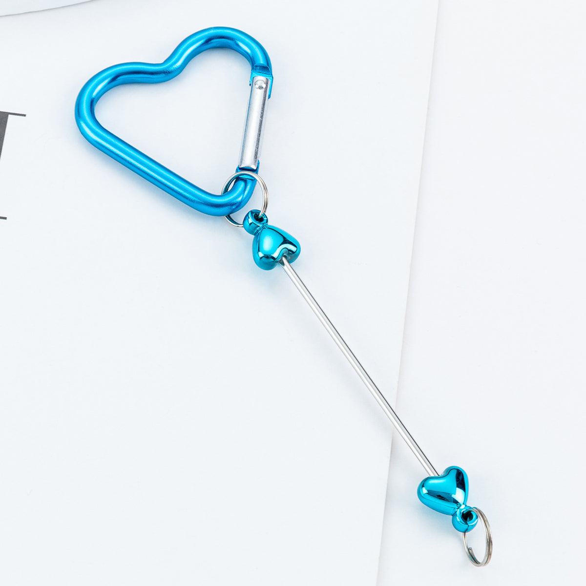 Beadable Metal Carabiners Heart-shaped With Bars