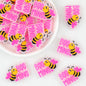 Pink Glitter Bee Mine Silicone Focal Beads 20 pcs