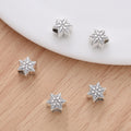 Six-Point Snowflake Metal Beads Wholesale, Silver-Tone Leather Cord Spacer Design, 10mm