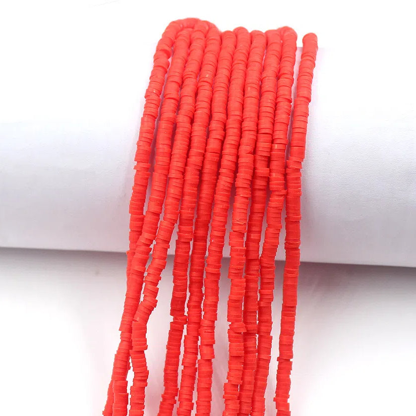 Flat Clay Beads 4mm Solid Color Polymer Disc 10strands 25