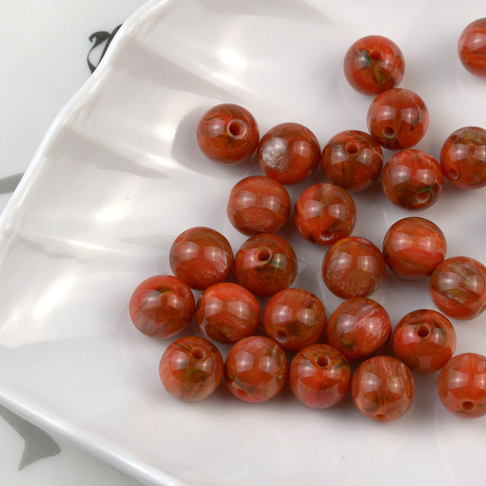 Resin Round Beads 8mm 10mm Starry Lacquer Effect 100pcs 11