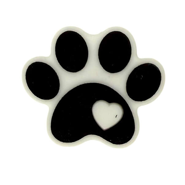 Silicone Focal Beads Paw Print Heart Accent Matte Finish 20pcs 8