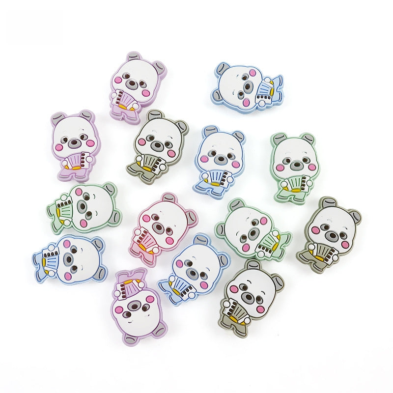 Silicone Focal Beads Panda Accordion Holding Instrument 20pcs 2