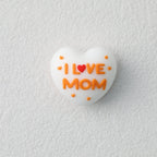 I Love Mom Heart 3D Silicone Focal Beads White Orange Red 20pcs