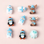 Silicone 3D Focal Beads Winter Theme Polar Bear Snow Monster Wearing Hats 20pcs 4