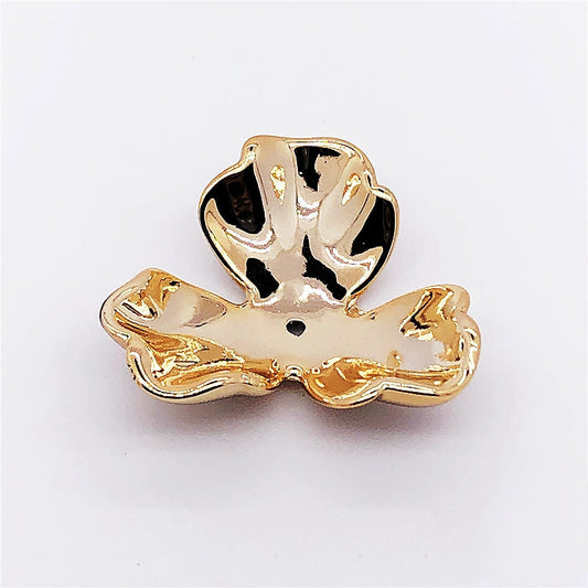 Imitation Shell Flower Acrylic Beads 23-40mm Golden Shine 50pcs 2