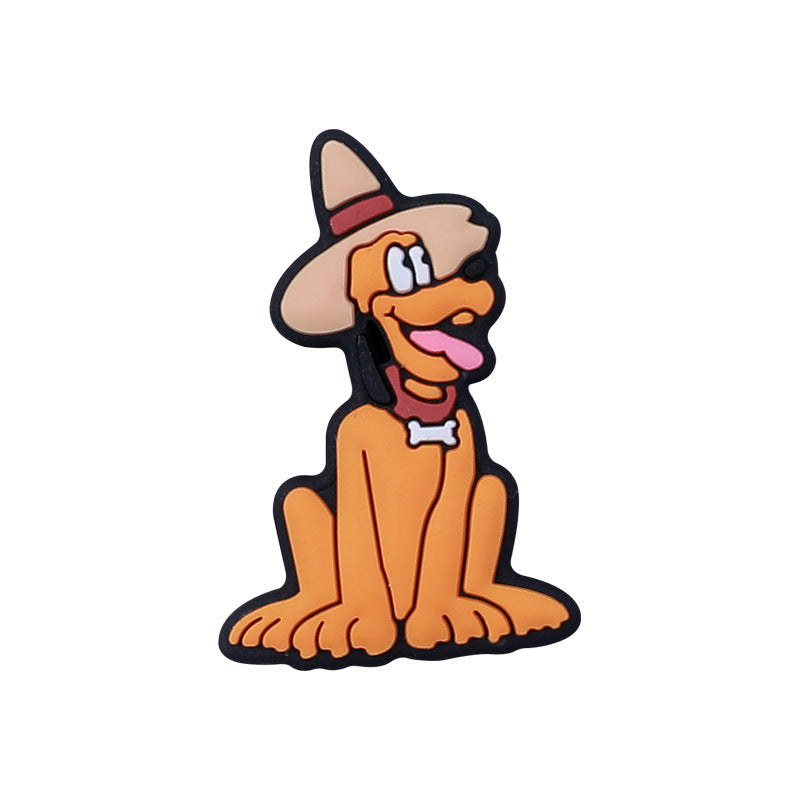 Silicone Focal Beads Dog Pluto Wearing Cowboy Hat