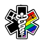 Silicone Focal Beads Star Of Life Black and Rainbow Stripes 20pcs