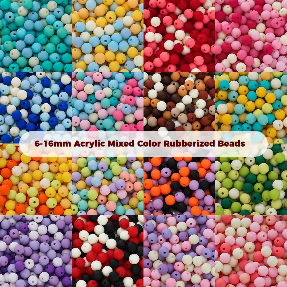 Rubberized Round Acrylic Beads 15mm Mixed Colors 20pcs