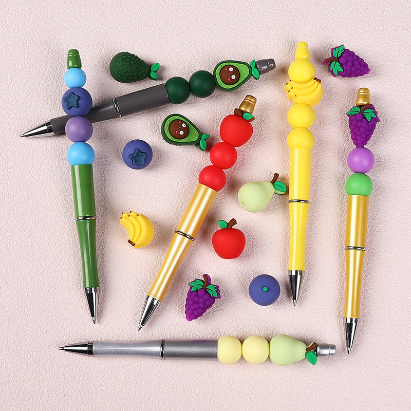 Silicone 3D Focal Beads Fruity Aroma Smiling Avocado Star Blueberry 20pcs 7