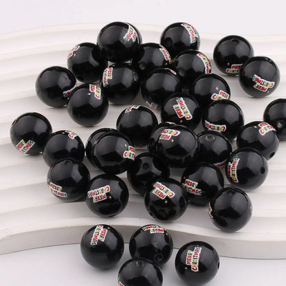 Colorful Christmas Printed Acrylic Beads 16mm Festive Designs 20pcs 4