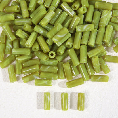 Dual-Color Tube Acrylic Beads 18x7mm Glossy Swirls 200pcs 21