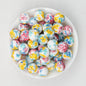 15mm Floral Printed Silicone Round Beads Soft Pastel Color 50pcs 4