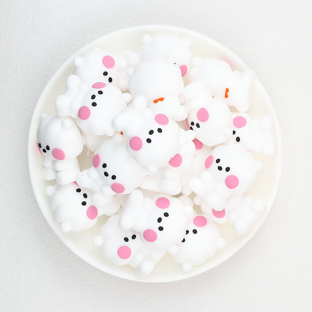 3D Animal Silicone Focal Beads Cute Rabbit Dog Design 20pcs